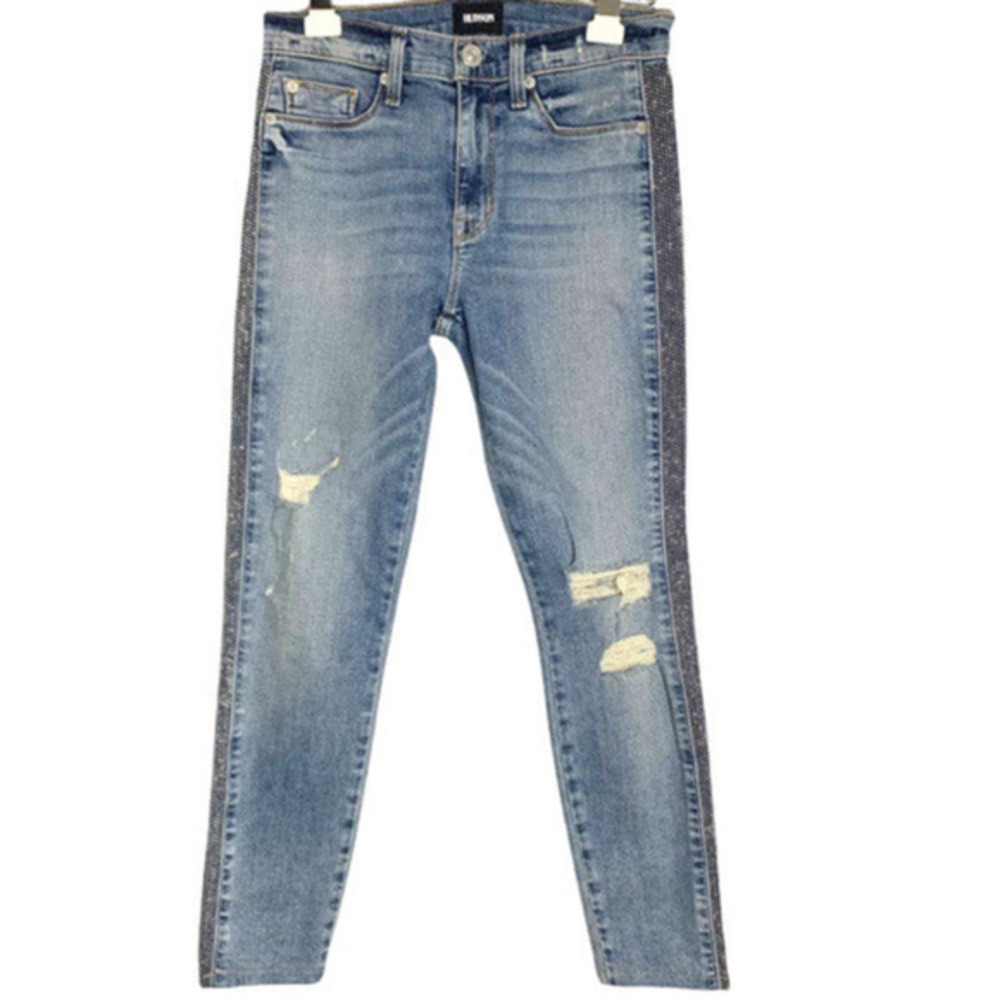 Hudson Nico Midrise Ankle Skinny Jeans with Side Stud Detailing‎ Size 27